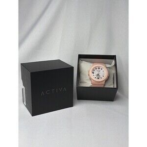 Activa Pink Sport Watch Analog Digital WR 5ATM Rose Gold Accents New in Box